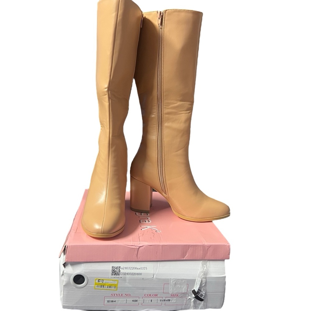 Allegra K NIB Women’s Tan Heeled Boots with Rounded Toe Sz. 6